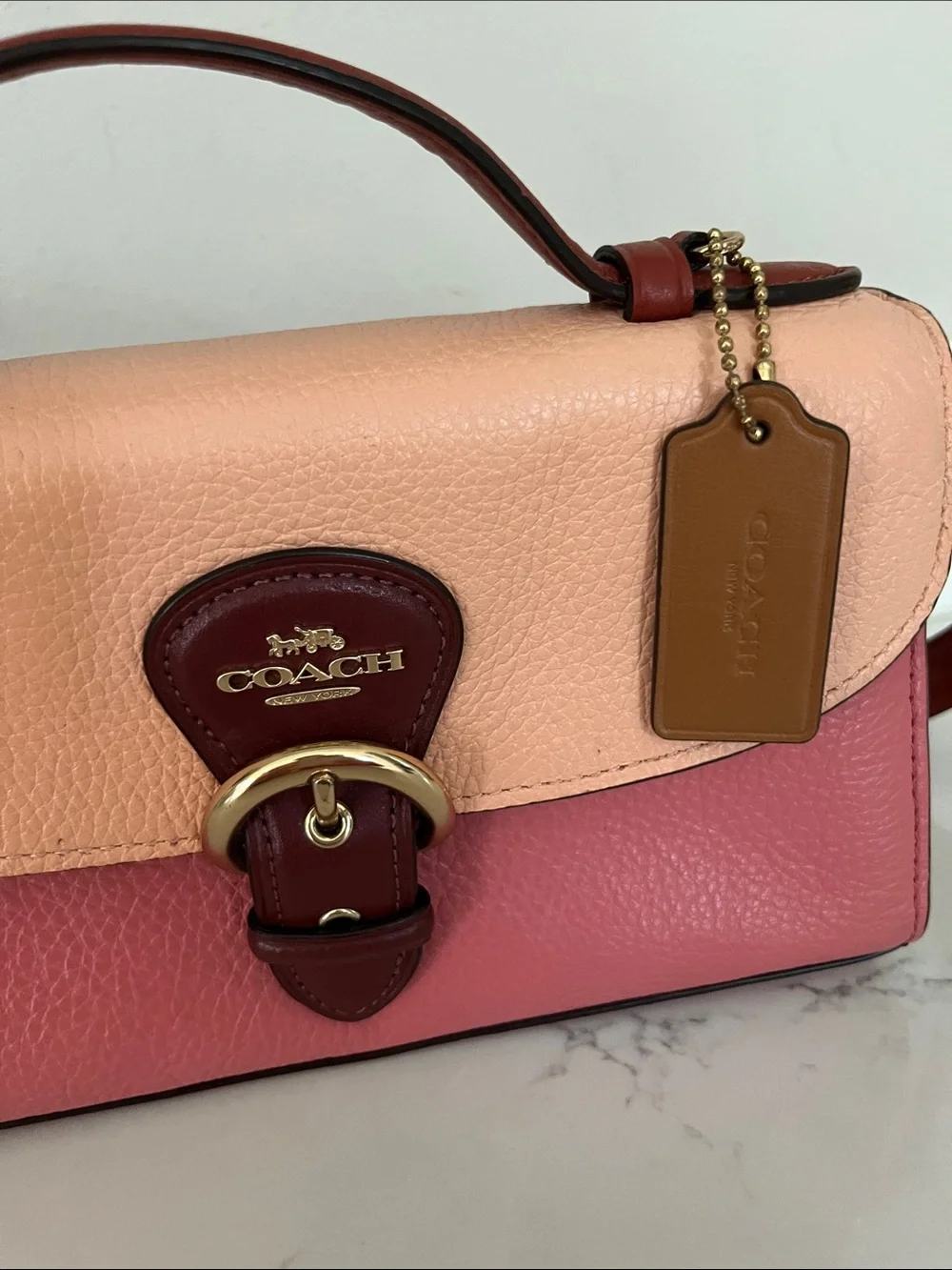 EUC Coach Kleo Leather Top-Handle Satchel in color block - Picture 5 of 11
